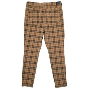 Women's American Eagle‎ Next Level Jeggings Stretch Bronze Plaid Pants Sz 18